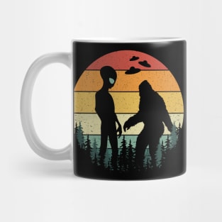 Retro Alien And Bigfoot Ufos Mug